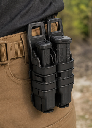 Triple Magazine Pouch Belt Mount Holder for Rifle & Pistol Magazines ABS Plastic Black