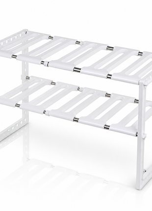 Adjustable 2-Tier ABS Under-Sink Organiser Shelf, 50–70 cm Expandable Storage Rack for Kitchen or Bathroom