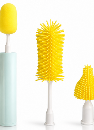 USB Rechargeable Electric Cup Cleaning Brush Set with 3 Interchangeable Brush Heads - Waterproof, 2 Speed