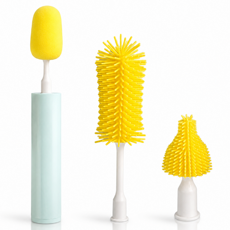 USB Rechargeable Electric Cup Cleaning Brush Set with 3 Interchangeable Brush Heads - Waterproof, 2 Speed