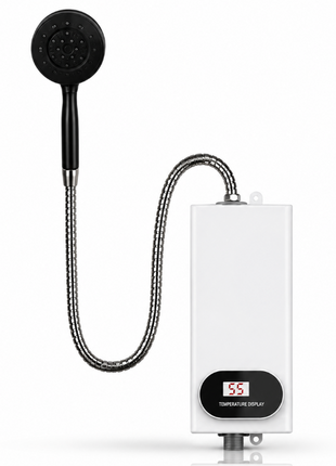 3500W Instant Electric Water Heater with Shower Head, Digital Display, IPX4, 110–220V AC, 3-Second Heat