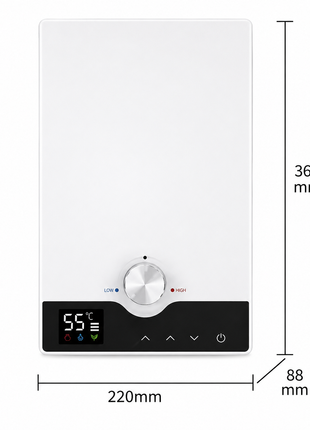 Instant Electric Tankless Water Heater 8800W Wall Mounted Digital Hot Water System IPX4 White