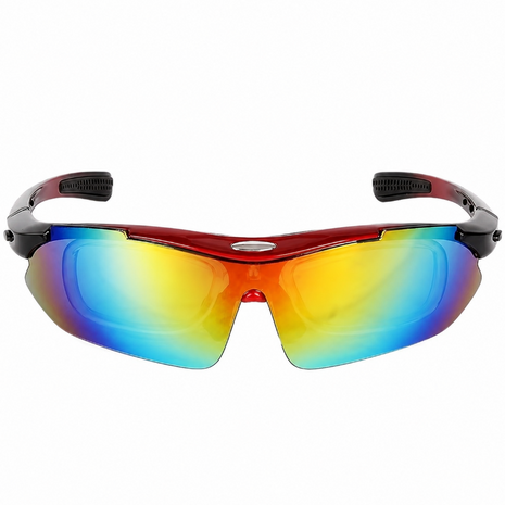 Sports Sunglasses 14cm UV400 PC Lens – Wraparound Impact-Resistant Eyewear – Rainbow Tint