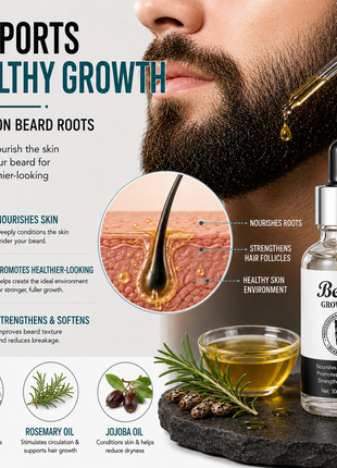 Beard Grooming Kit for Men – 3-Piece Beard Care Set with Shampoo, Growth Oil & Balm
