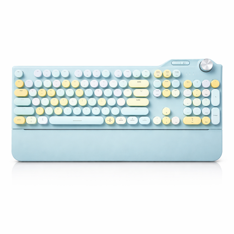 107-Key Wireless Keyboard Bluetooth 5.0 / 2.4G / USB-C Wired, Illuminated Backlight, Volume Dial, Magnetic Wrist Rest