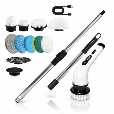Cordless Electric Cleaning Brush 1800mAh – 8 Heads Spin Scrubber – Waterproof Rechargeable
