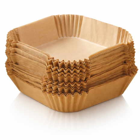 50PCS Air Fryer Disposable Paper Liners  6.5in Inner 8in Outer Diameter Non-Stick Bowl Shape Heat Safe 232°C Fits 7–9in Basket