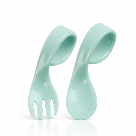 Baby Utensils Set 2-Piece – BPA-Free PP Self-Feeding Spoon and Fork – Easy Grip Curved Handle