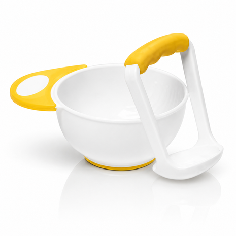 Baby Food Grinding Bowl Set 15cm with 12cm Masher Rod – Non-Slip Heat-Resistant Plastic Feeding Tool