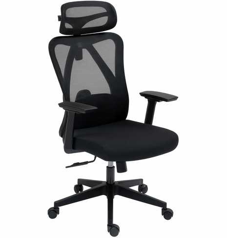 High‑Back Mesh Office Chair with Headrest – Adjustable 46‑56 cm Seat Height – Black or Grey