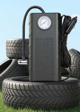 Portable Vehicle Inflator 130W Compact 12V Tire Pump with Built-in Pressure Gauge – Lightweight Travel Size