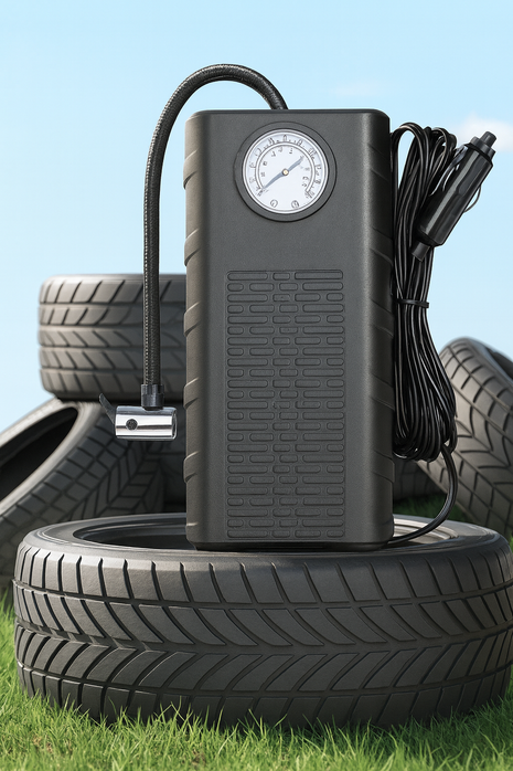Portable Vehicle Inflator 130W Compact 12V Tire Pump with Built-in Pressure Gauge – Lightweight Travel Size