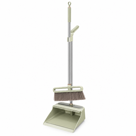 Broom and Dustpan Set 113cm – Soft Nylon Bristles, Waterproof PP/PET/Steel, Quick-Dry