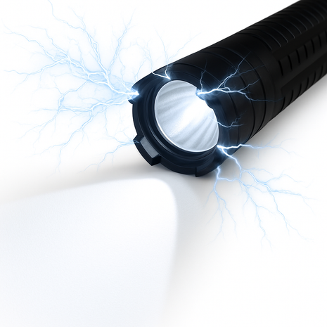 Self-Defense Flashlight 1000KV Stun Torch – 3-Mode LED Light – Rechargeable Lithium – LB-01 Aluminum Black