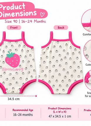Baby Girls 100% Cotton Sleeveless Bodysuit Size 90 (16–24 Months)