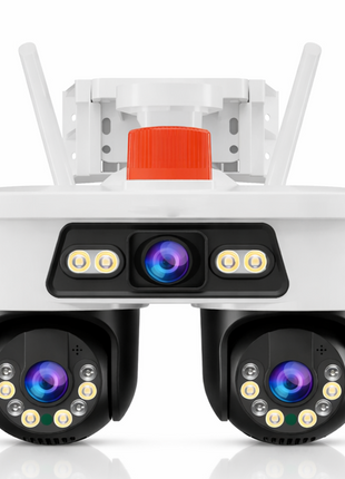 9MP Dual Lens PTZ WiFi CCTV Camera IP66 Outdoor 355° Pan Full Color Night Vision Two-Way Audio H.265 12V