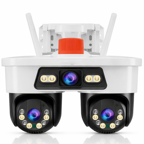 9MP Dual Lens PTZ WiFi CCTV Camera IP66 Outdoor 355° Pan Full Color Night Vision Two-Way Audio H.265 12V