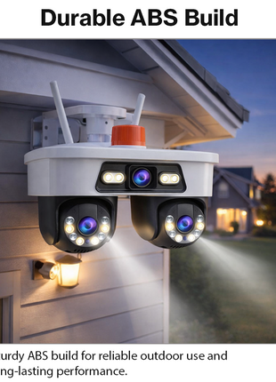 9MP Dual Lens PTZ WiFi CCTV Camera IP66 Outdoor 355° Pan Full Color Night Vision Two-Way Audio H.265 12V