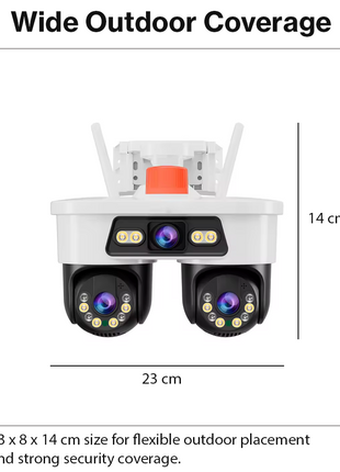 9MP Dual Lens PTZ WiFi CCTV Camera IP66 Outdoor 355° Pan Full Color Night Vision Two-Way Audio H.265 12V