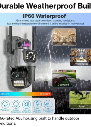 4MP Dual Lens PTZ Security Camera IP66 WiFi IR Night Vision