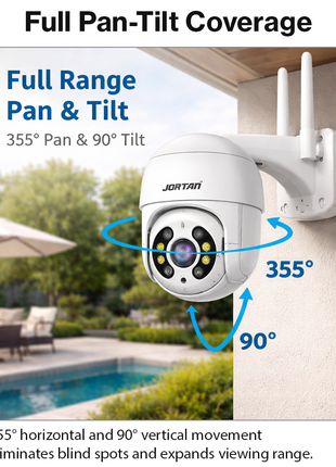 Wireless PTZ Security Camera System with Monitor, 1080p 2MP, 8 Cameras, Two-Way Audio, Color Night Vision, IP66 Wi-Fi NVR