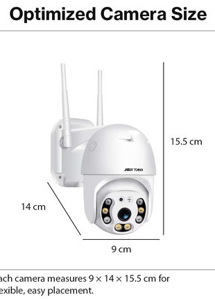 Wireless PTZ Security Camera System with Monitor, 1080p 2MP, 8 Cameras, Two-Way Audio, Color Night Vision, IP66 Wi-Fi NVR
