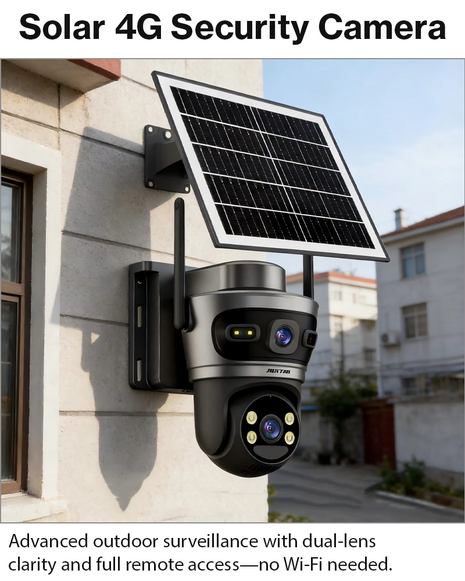 4G Solar Outdoor PTZ Security Camera 6MP Dual Lens IP66 Full Color Night Vision SD/Cloud Storage