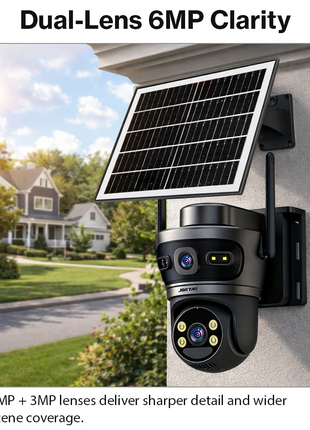4G Solar Outdoor PTZ Security Camera 6MP Dual Lens IP66 Full Color Night Vision SD/Cloud Storage