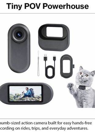 Thumb Action Camera 1.47in HD Display USB-C 256GB Support