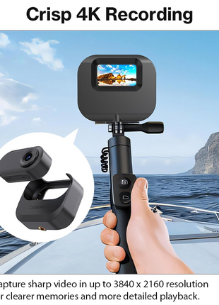 Thumb Action Camera 1.47in HD Display USB-C 256GB Support