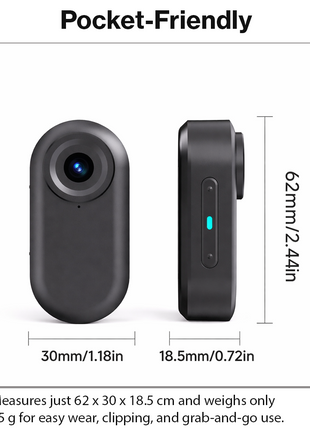 Thumb Action Camera 1.47in HD Display USB-C 256GB Support