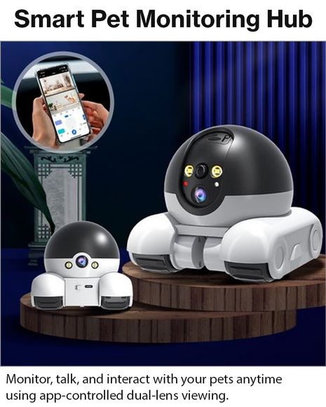 Dual Lens WiFi Pet Robot Camera 2MP App Control 360°