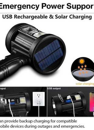 Rechargeable LED Searchlight  USB-C Solar Charging