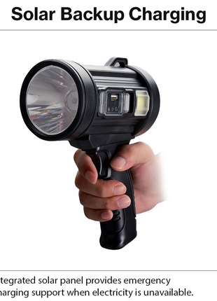 Rechargeable LED Searchlight  USB-C Solar Charging