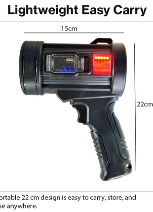 Rechargeable LED Searchlight  USB-C Solar Charging