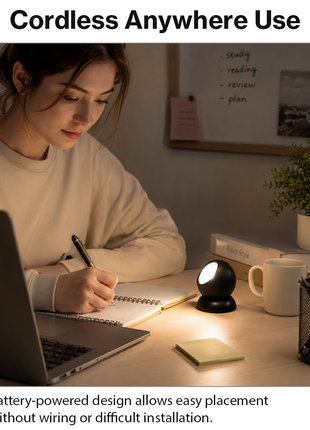 Magnetic Rotational LED Work Light Adjustable Brightness Battery Powered Cupboard Lamp 180 Lumens