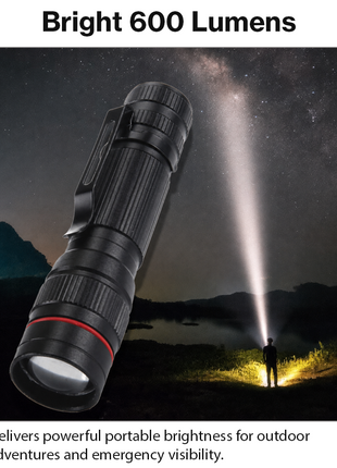 Waterproof Zoomable LED Flashlight Torch 600 Lumens IP65