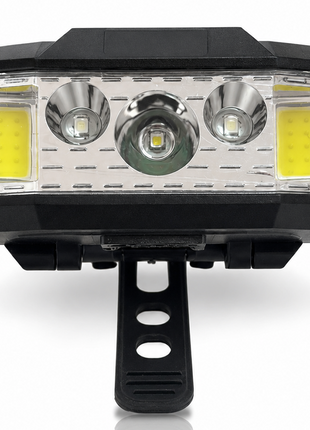 USB Rechargeable Bicycle Headlight – COB + LED, Battery Indicator, Tool-Free Handlebar Strap Mount