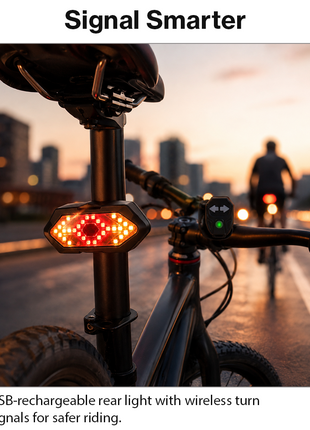 Wireless Remote Control Bike Turn Signal Light – USB Rechargeable LED Indicators with Handlebar Remote