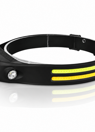 Multifunction Induction Headlamp – Motion-Sensor LED + White & Yellow COB, USB-C Rechargeable Hands-Free Head Torch