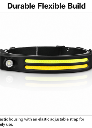 Multifunction Induction Headlamp – Motion-Sensor LED + White & Yellow COB, USB-C Rechargeable Hands-Free Head Torch