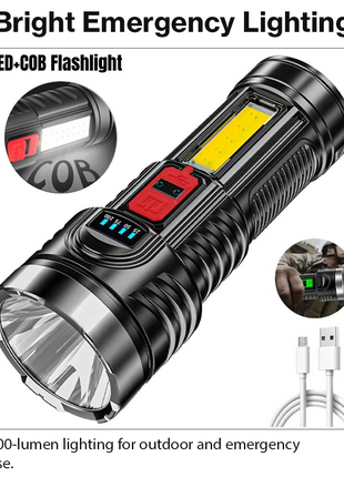 USB Rechargeable LED Tactical Flashlight 500LM COB Torch