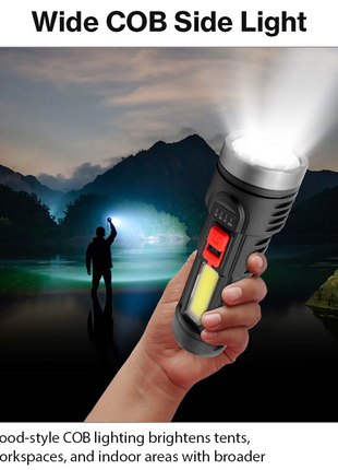 USB Rechargeable LED Tactical Flashlight 500LM COB Torch
