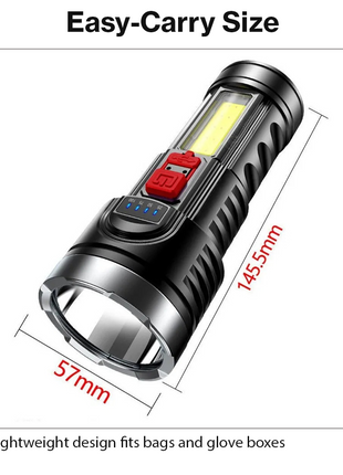 USB Rechargeable LED Tactical Flashlight 500LM COB Torch