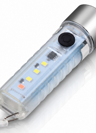 Mini USB Rechargeable LED Flashlight – Side COB Work Light + Top Torch, Keychain Pocket Light