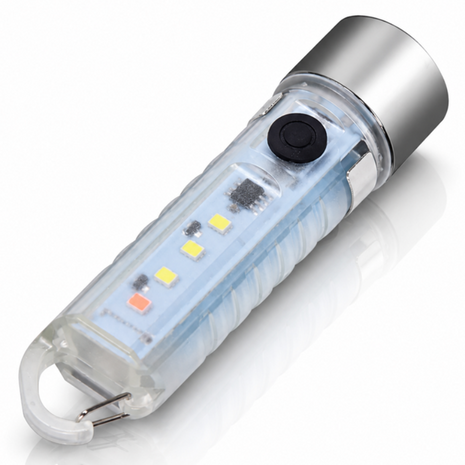 Mini USB Rechargeable LED Flashlight – Side COB Work Light + Top Torch, Keychain Pocket Light