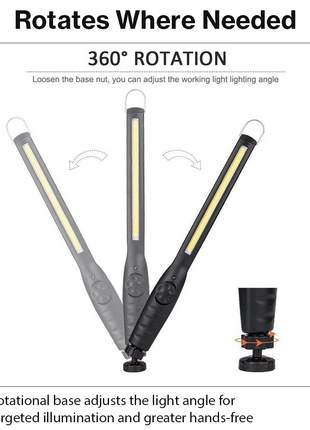 Eyeshield COB LED Work Light – Slim Rechargeable Inspection Lamp with Magnetic Rotating Base & Hook