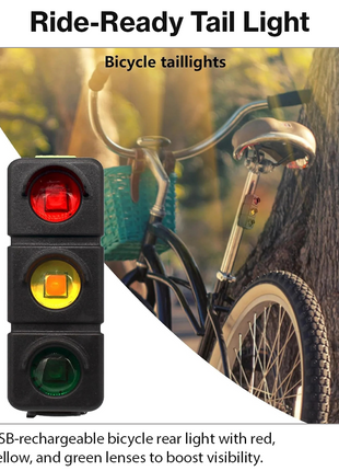 USB Rechargeable Bicycle Tail Light – Red, Yellow & Green Modes, Seatpost Strap Mount