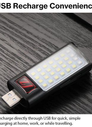 Portable USB Rechargeable LED Flashlight with Digital Battery Display, Red Warning Light & Clip-On Design