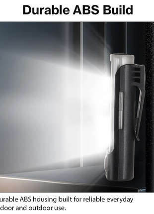 Portable USB Rechargeable LED Flashlight with Digital Battery Display, Red Warning Light & Clip-On Design